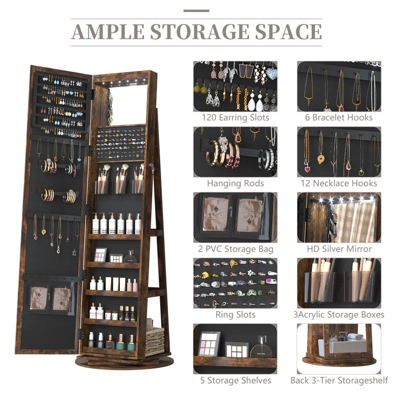 Loon Peak® Chrisney 21.6'' Wide Jewelry Armoire with Mirror & Reviews